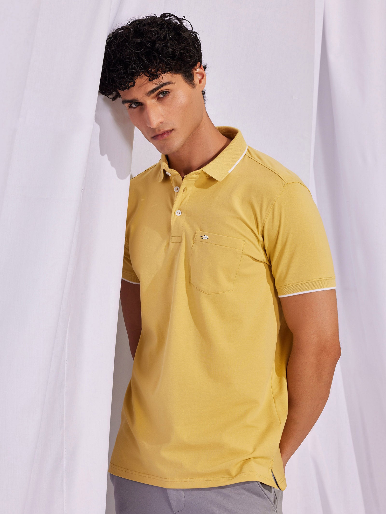 Yellow Solid Polo T-Shirt