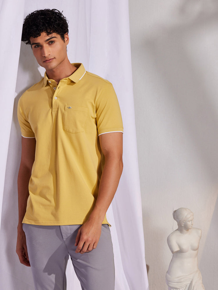 Yellow Solid Polo T-Shirt