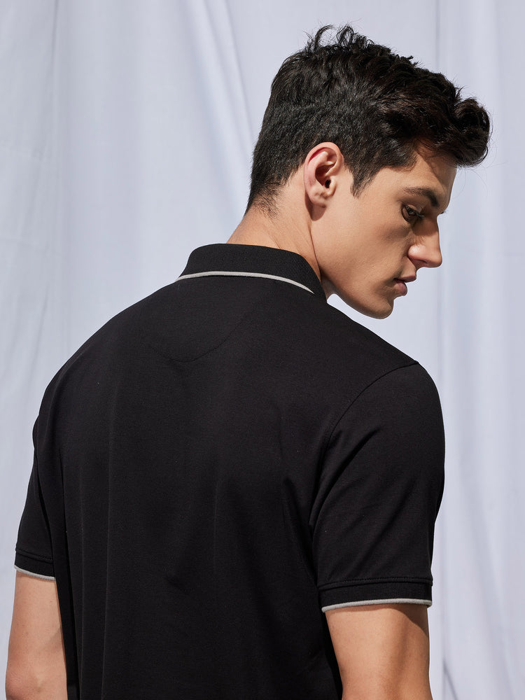 Black Solid Polo T-Shirt