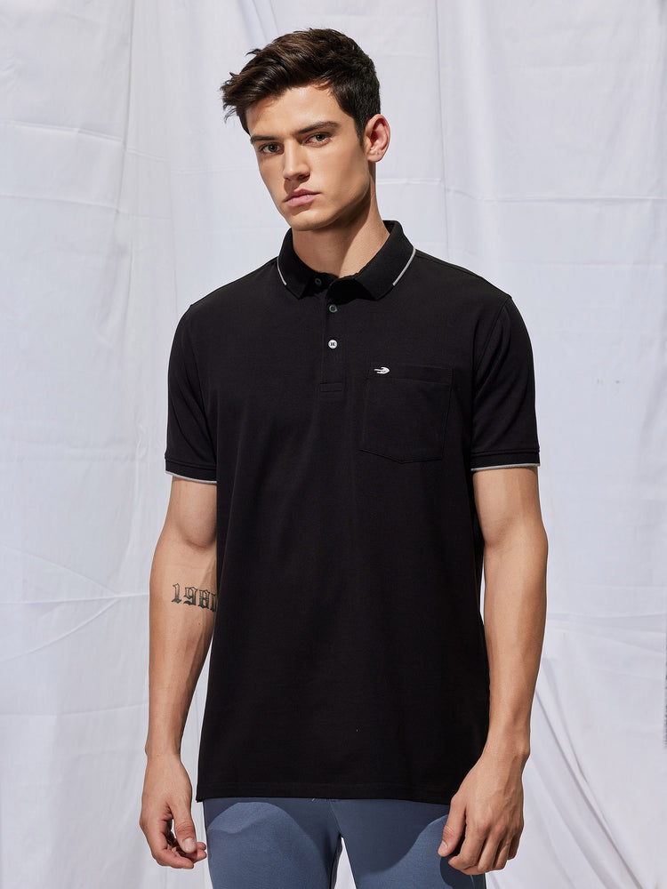 Black Solid Polo T-Shirt