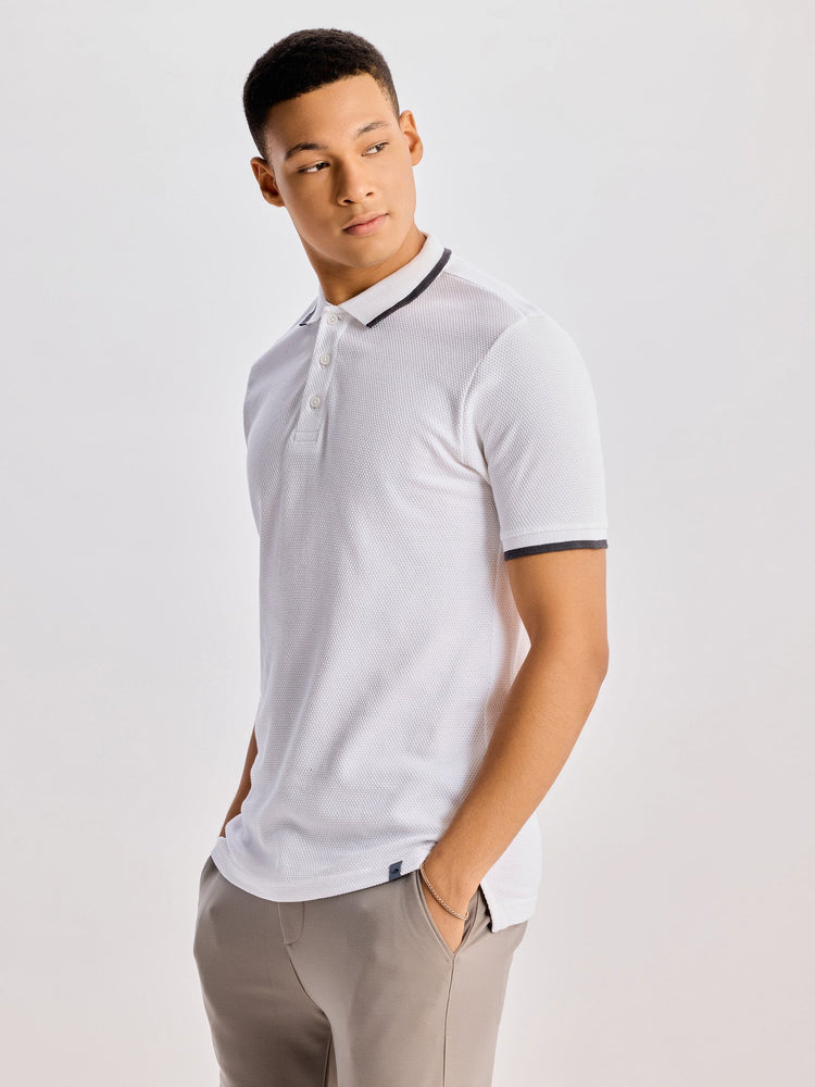 White Regular Fit Pure Cotton Polo T-Shirt