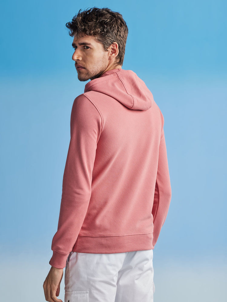 Pink Ottoman Crew Neck Hooded Sweatshirt