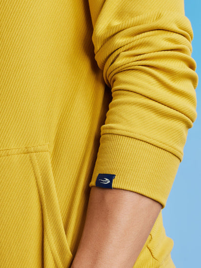 Yellow Ottoman Crew Neck Hooded Sweatshirt
