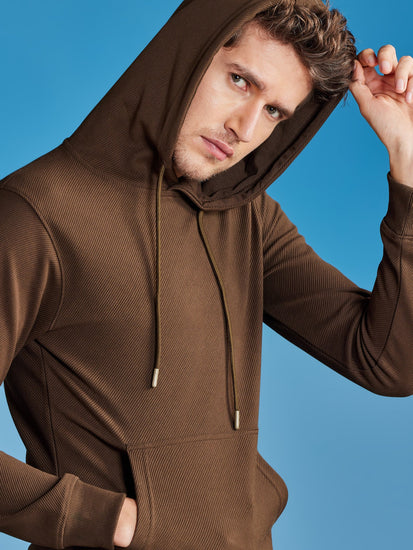 Olive Ottoman Crew Neck Hooded Sweatshirt