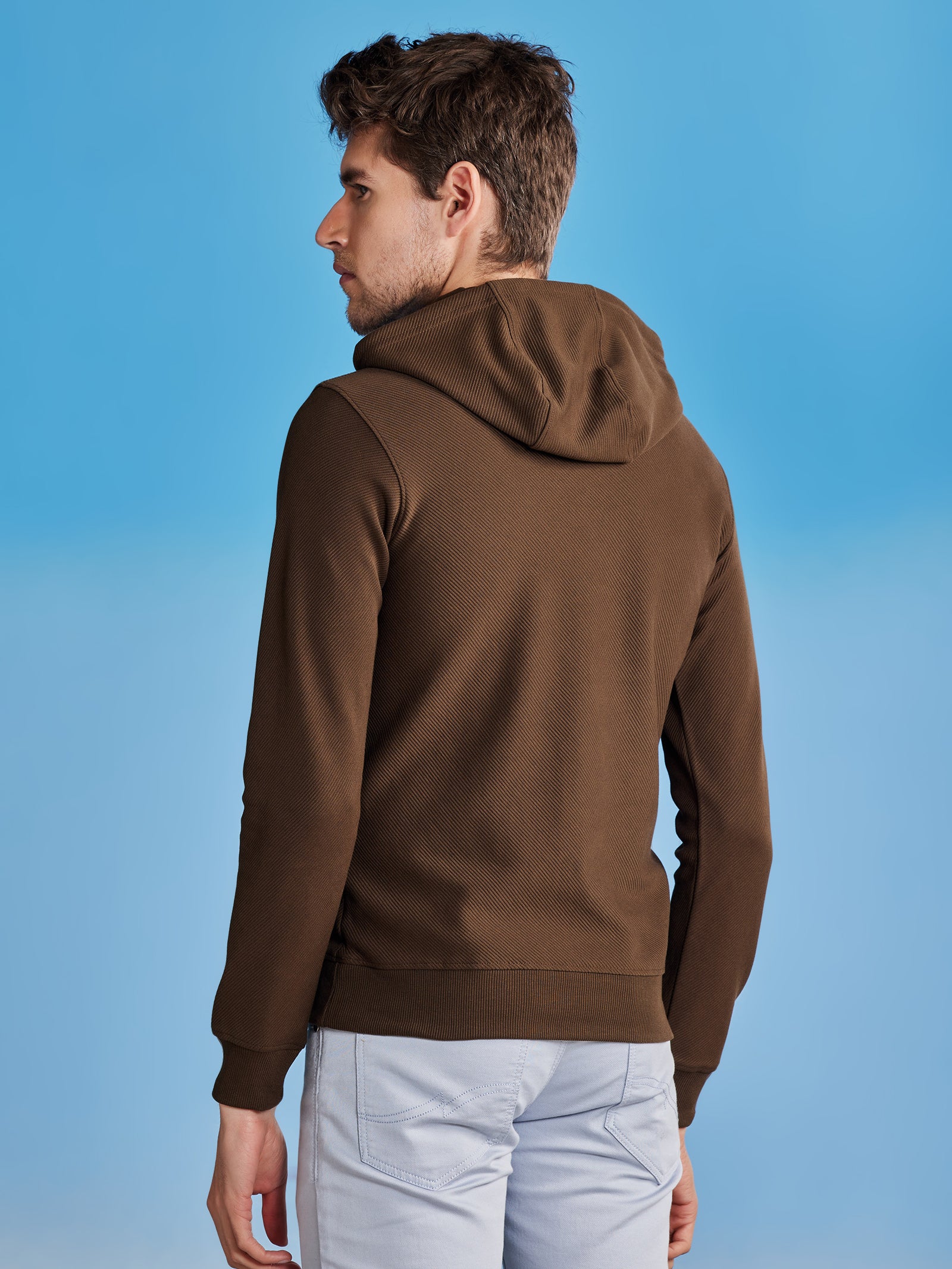 Olive Ottoman Crew Neck Hooded Sweatshirt