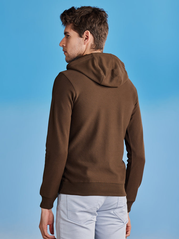 Olive Ottoman Crew Neck Hooded Sweatshirt