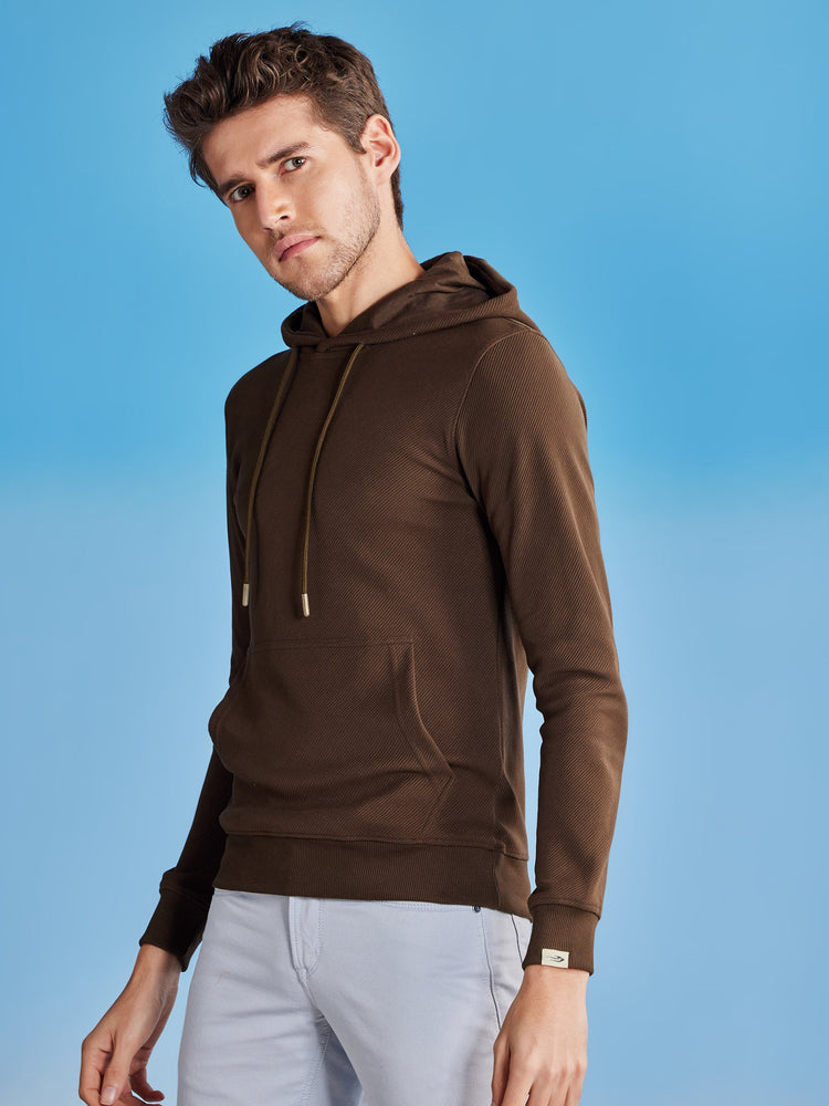 Olive Ottoman Crew Neck Hooded Sweatshirt
