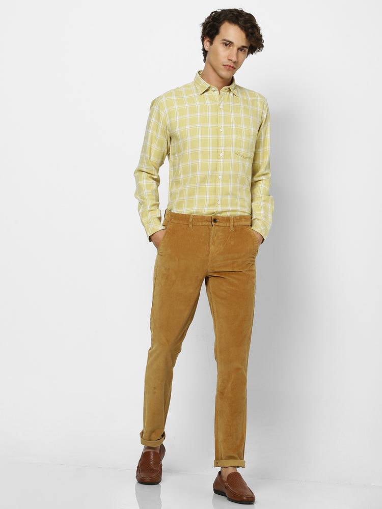 Khaki Corduroy Slim Fit Trouser