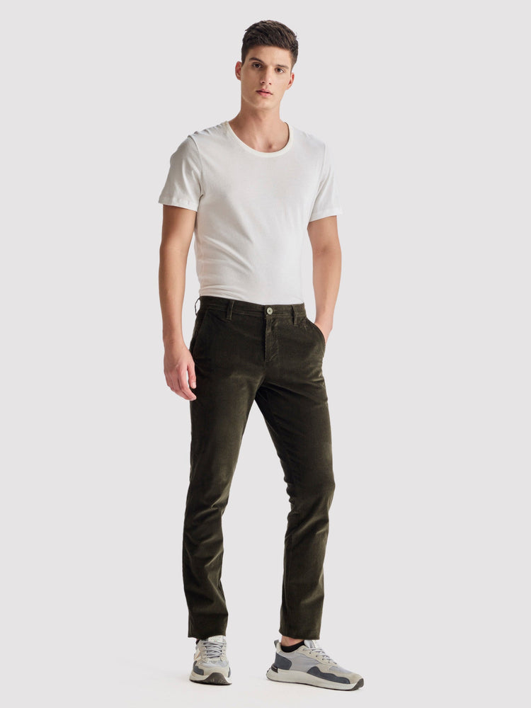 Green Corduroy Slim Fit Trouser