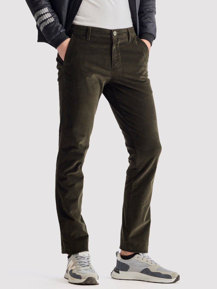 Green Corduroy Slim Fit Trouser
