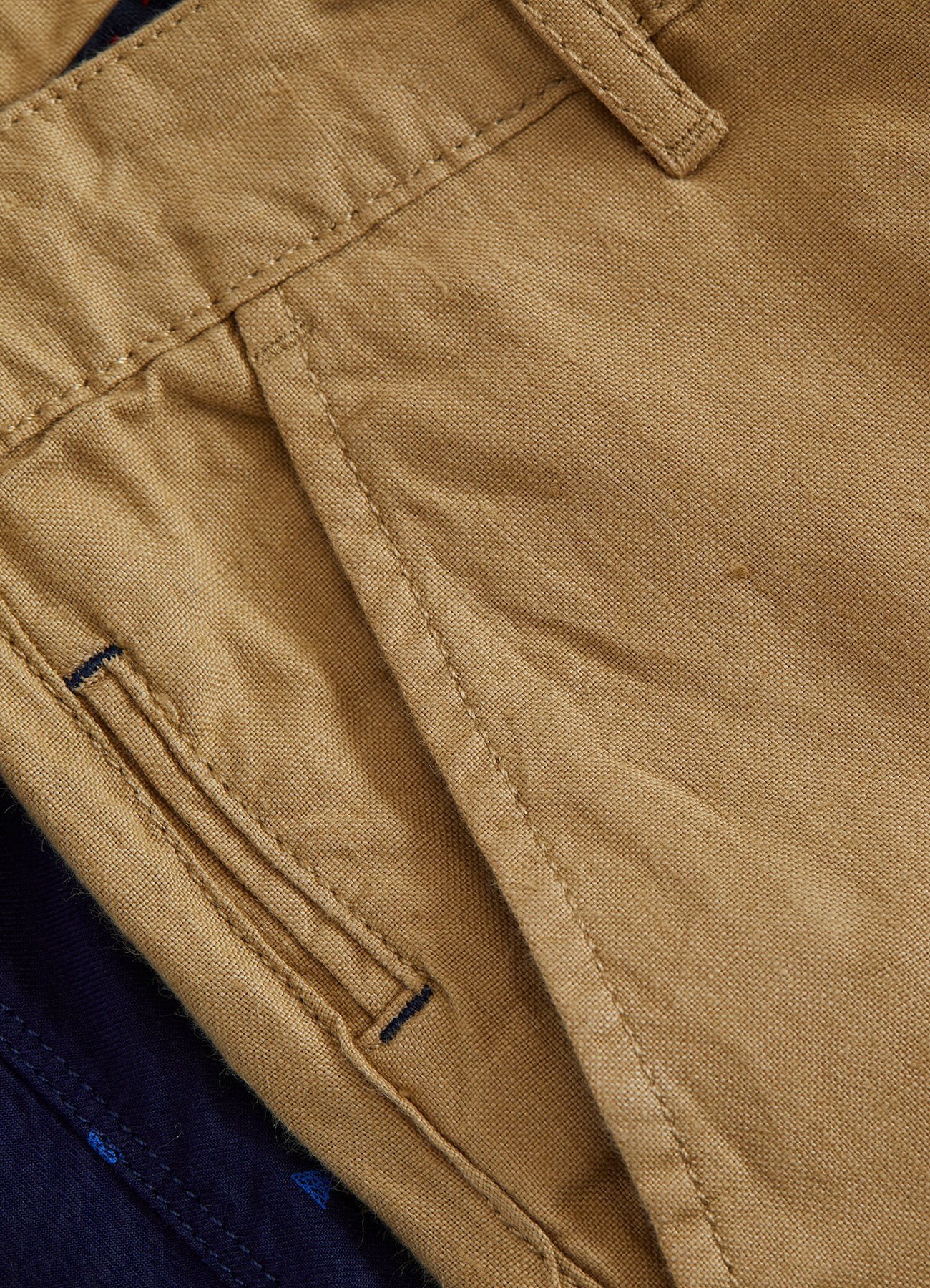 Khakhi Solid Linens Slim Fit Trouser