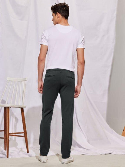 Dark Grey Solid 4-Way Stretch Ultra Slim Fit Trouser