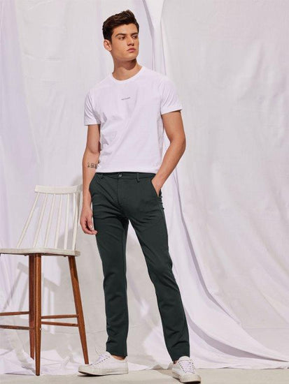 Dark Grey Solid 4-Way Stretch Ultra Slim Fit Trouser