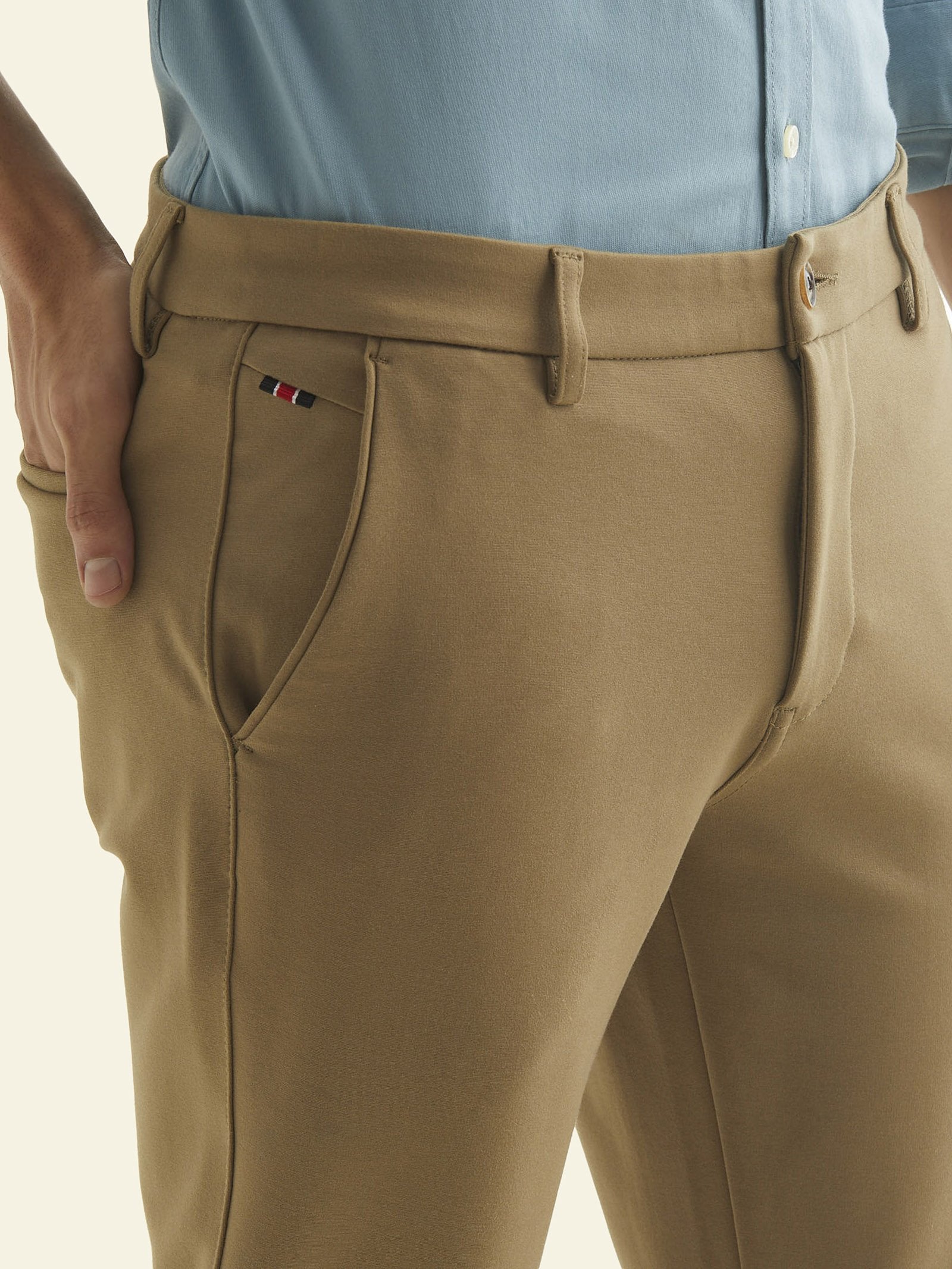 Khaki Solid 4-Way Stretch Ultra Slim Fit Trouser