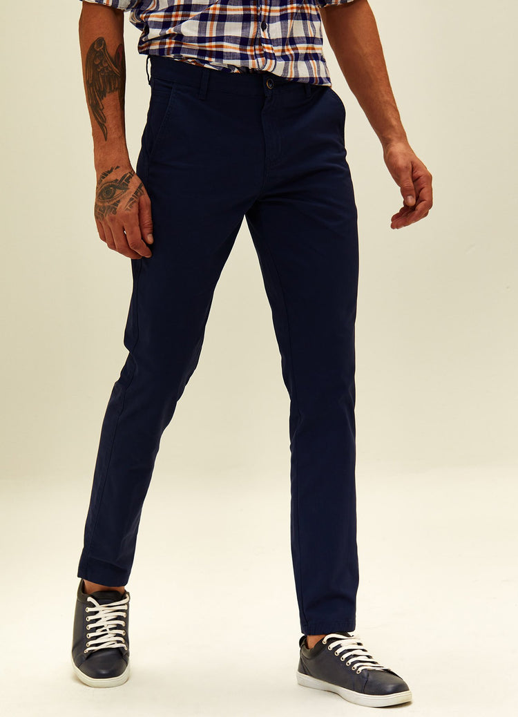 Navy Solid Stretch Slim Fit Trouser