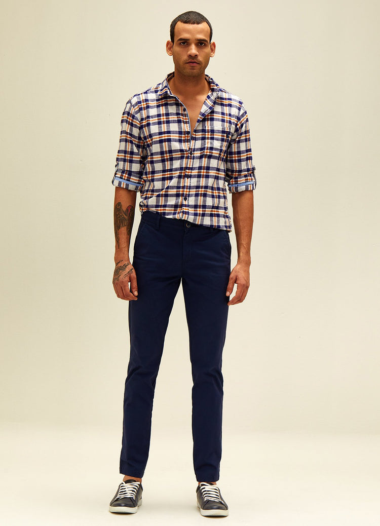 Navy Solid Stretch Slim Fit Trouser