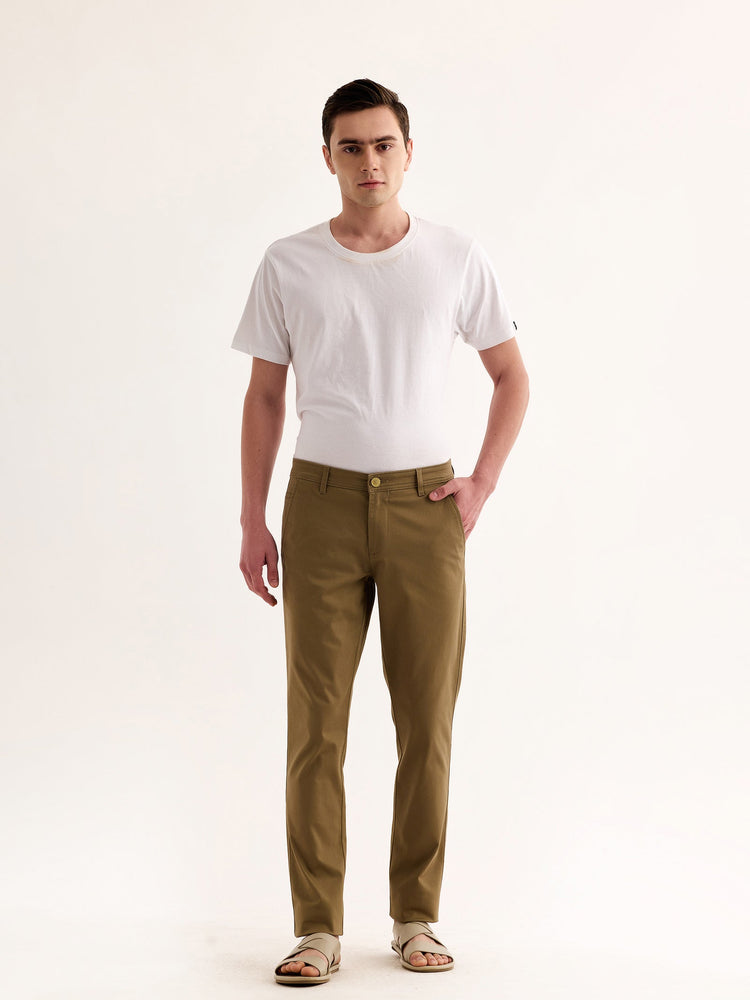 Khaki Stretch Slim Fit Trouser