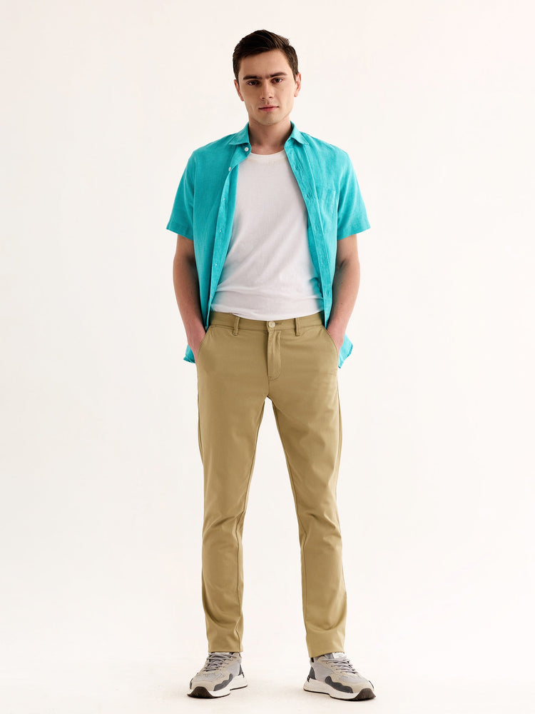 Khaki Stretch Slim Fit Trouser