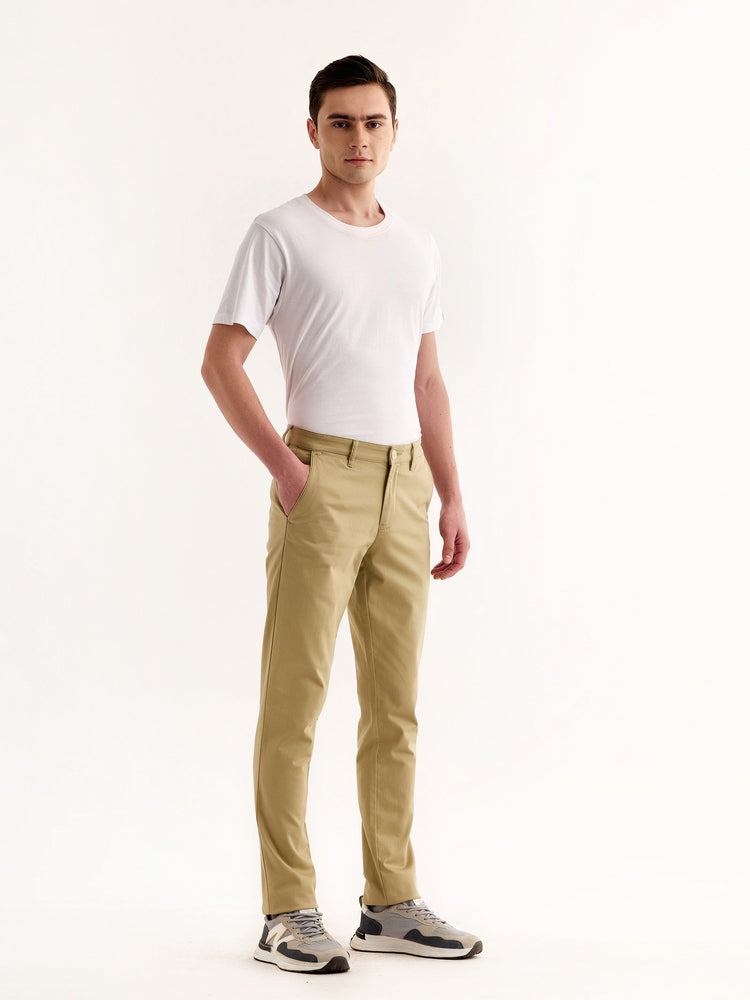 Khaki Stretch Slim Fit Trouser