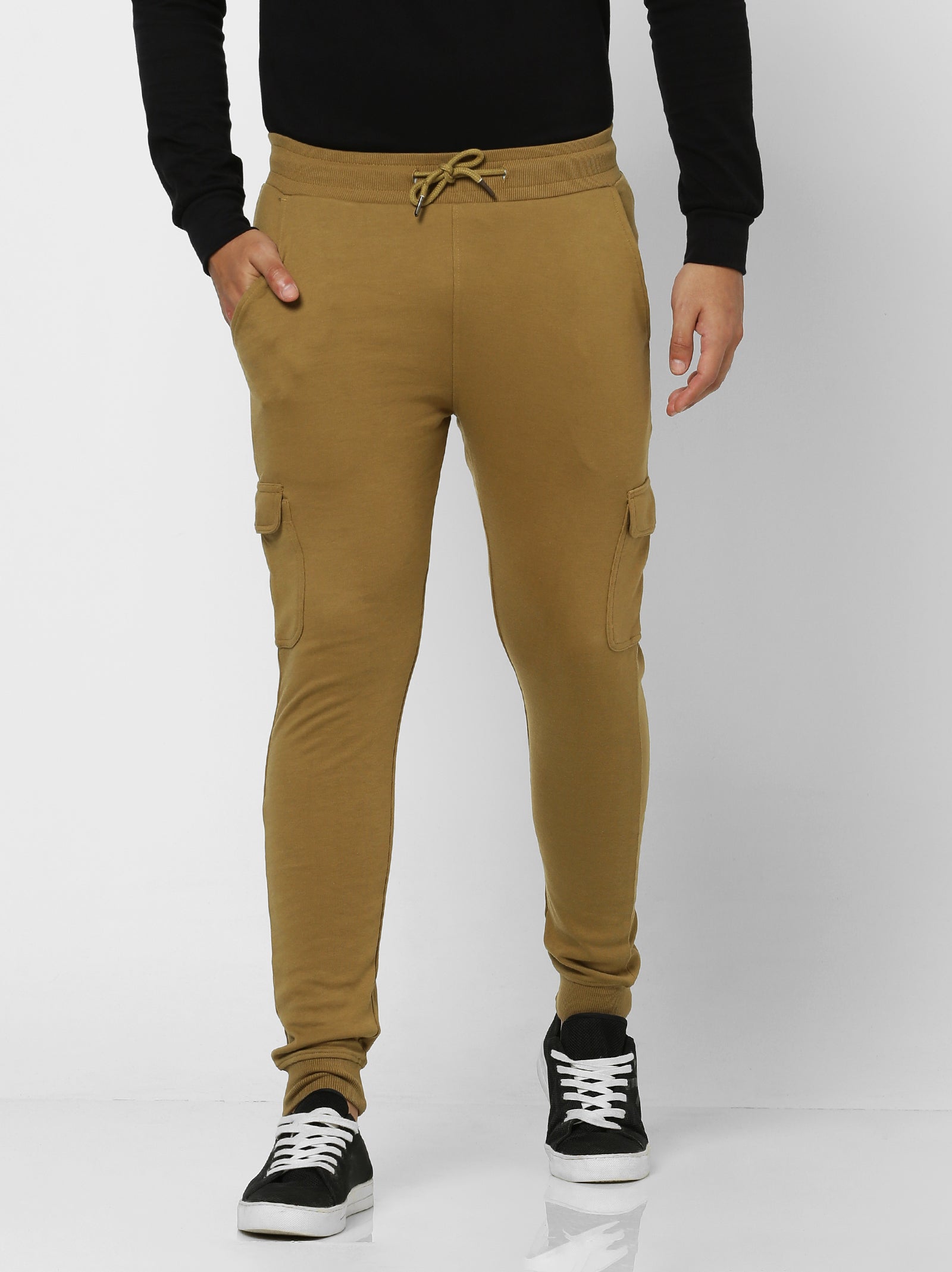 Khaki Solid Cargo Jogger