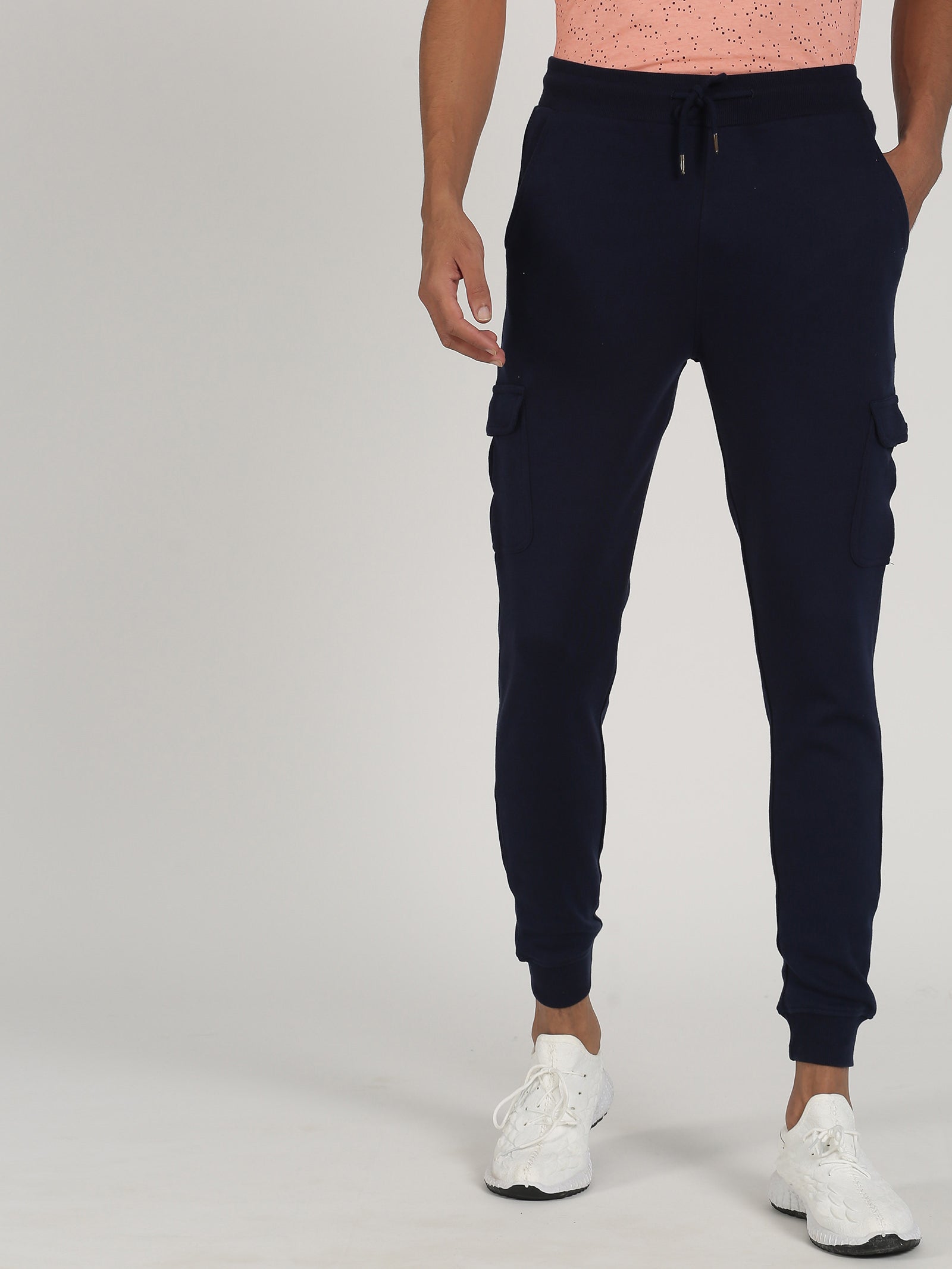 Navy Solid Cargo Jogger