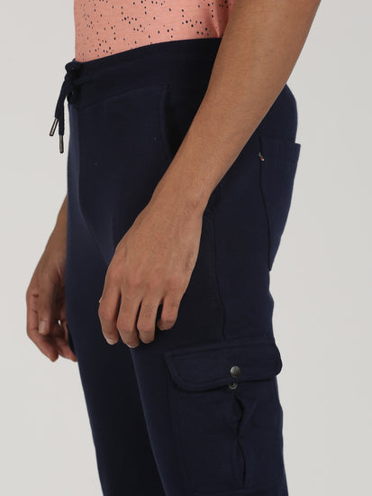Navy Solid Cargo Jogger