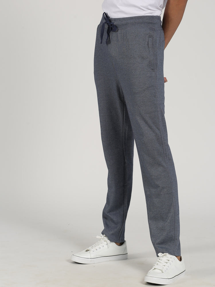 Navy Melange Solid Casual Track Pant