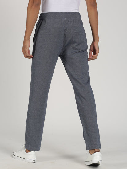Navy Melange Solid Casual Track Pant
