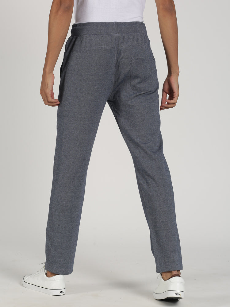 Navy Melange Solid Casual Track Pant