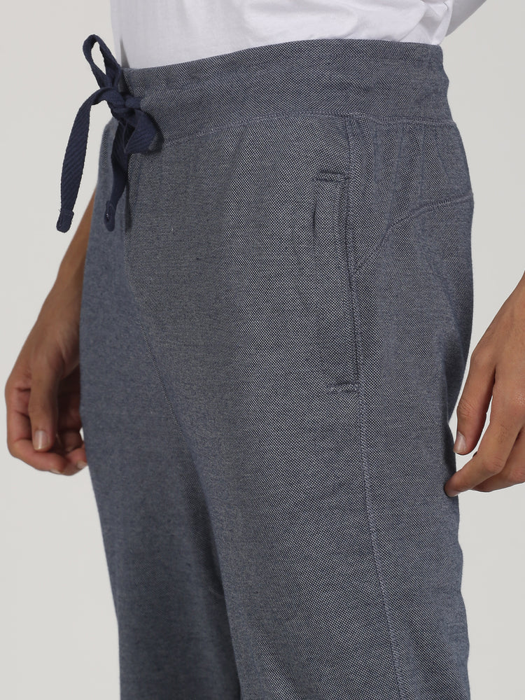 Navy Melange Solid Casual Track Pant