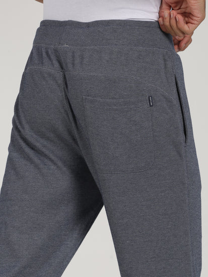 Navy Melange Solid Casual Track Pant