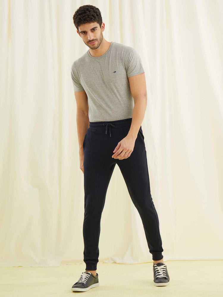 Navy Jacquard Joggers