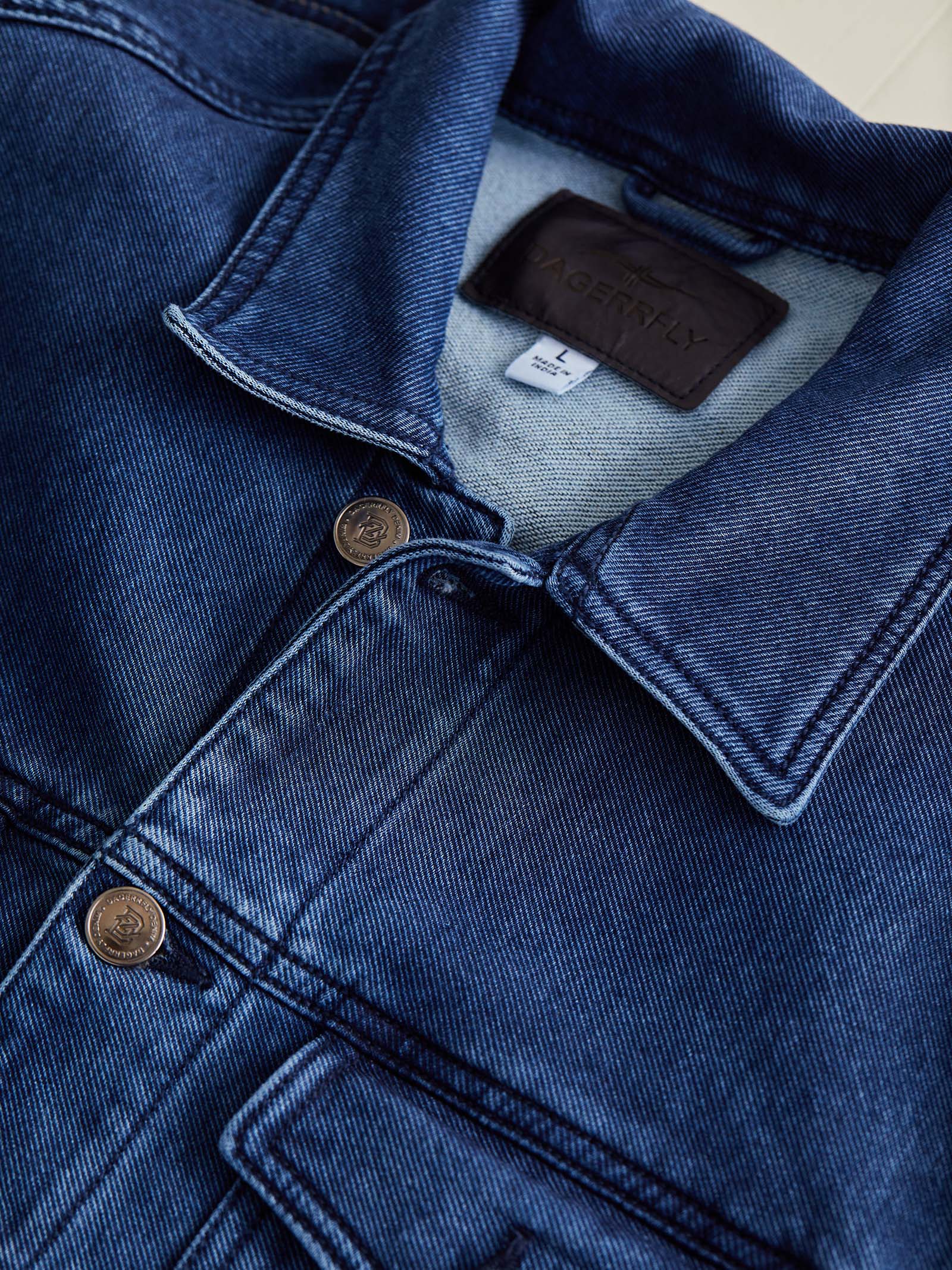 Blue Solid Denim Jacket