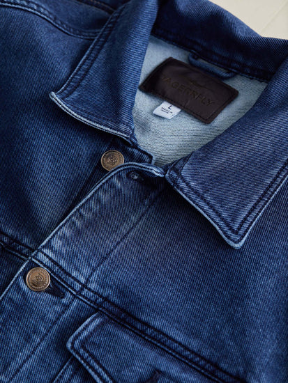 Blue Solid Denim Jacket