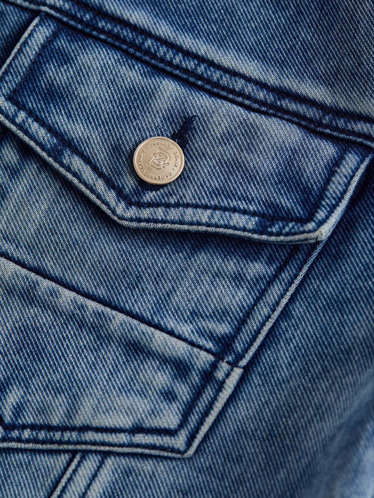 Light Blue Solid Denim Jacket
