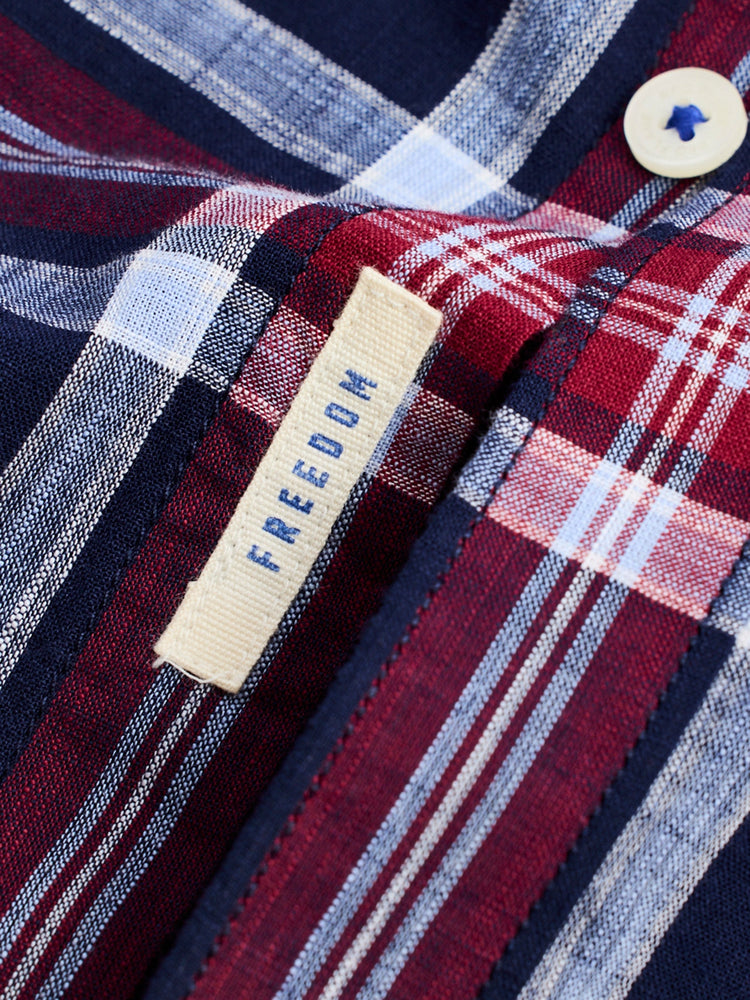 Navy Pure Cotton Checked Shirt