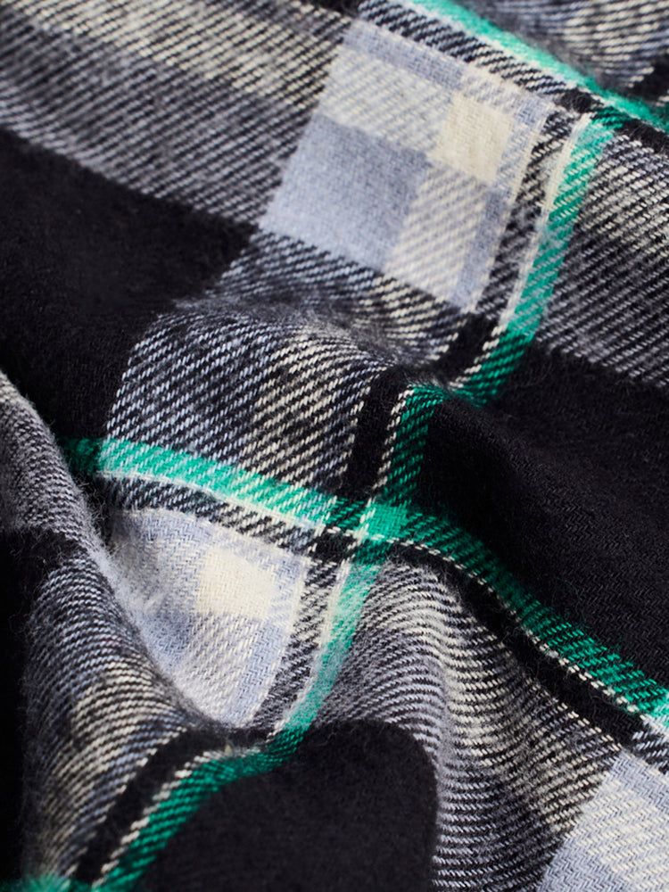 Black Brushed Cotton Checked Shirt