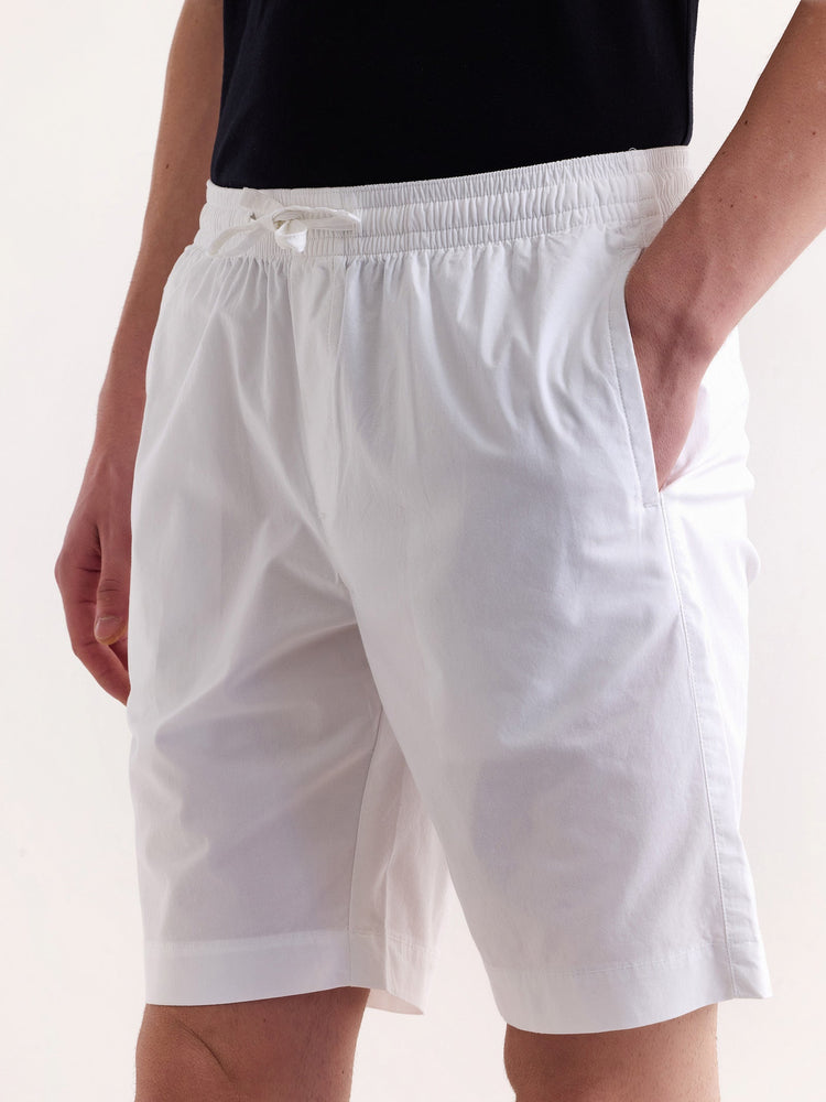 White Solid Stretch Short