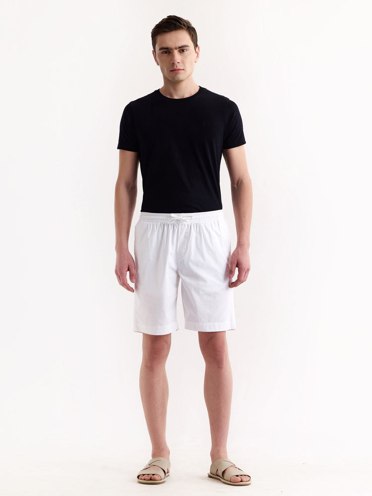 White Solid Stretch Short