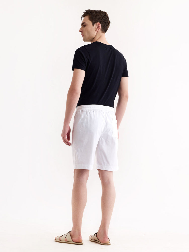 White Solid Stretch Short