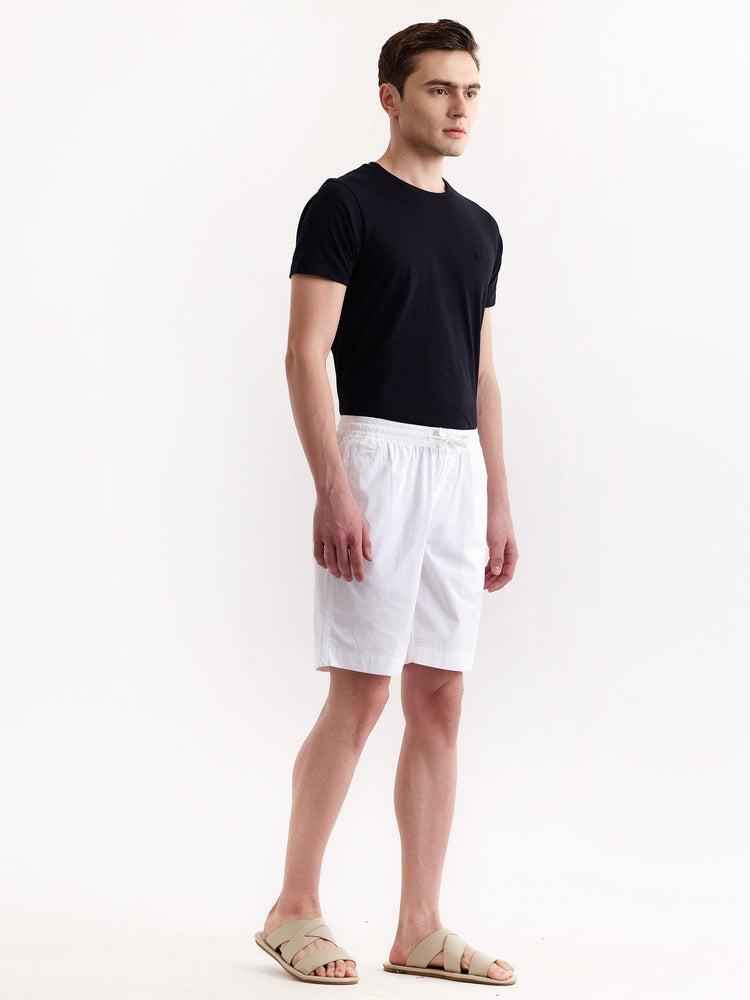 White Solid Stretch Short