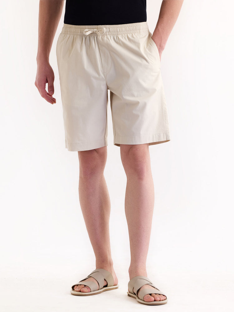 Cream Solid Stretch Short