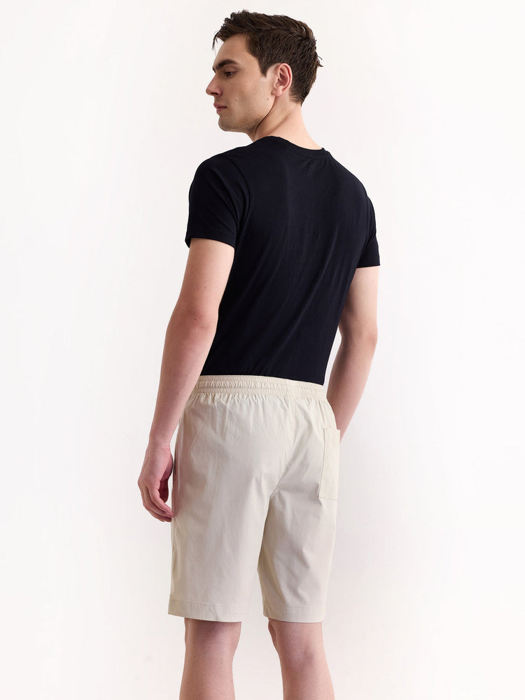 Cream Solid Stretch Short