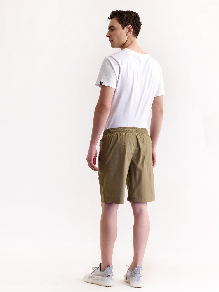 Khaki Solid Stretch Short