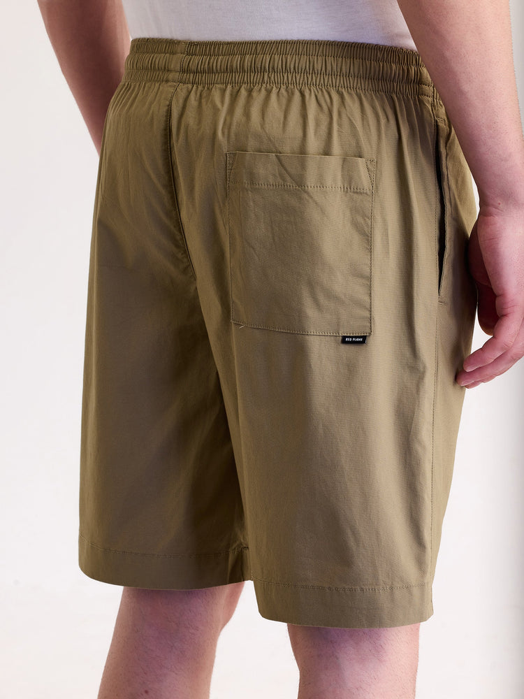 Khaki Solid Stretch Short