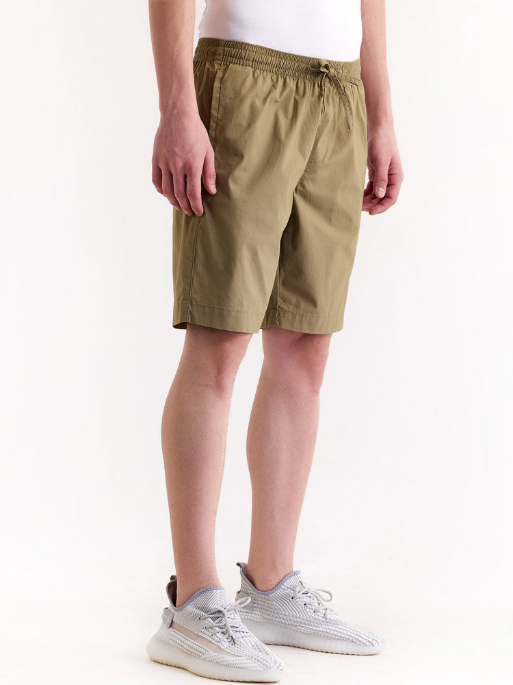 Khaki Solid Stretch Short