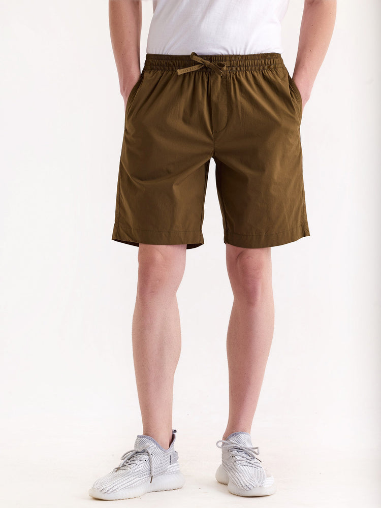 Khaki Solid Stretch Short