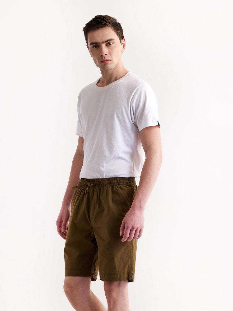 Khaki Solid Stretch Short