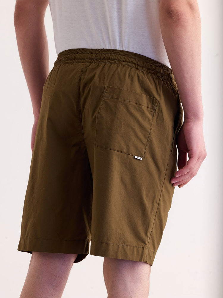 Khaki Solid Stretch Short