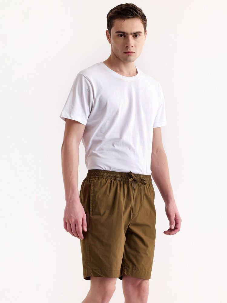 Khaki Solid Stretch Short